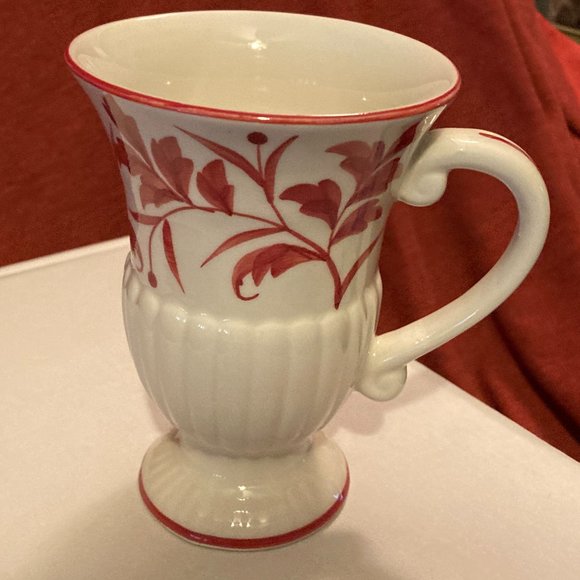 2006 Andrea By Sadek Red Leaf Pattern-1 Irish Coffee or Cappucino Mug-5" H-EUC - Picture 3 of 9